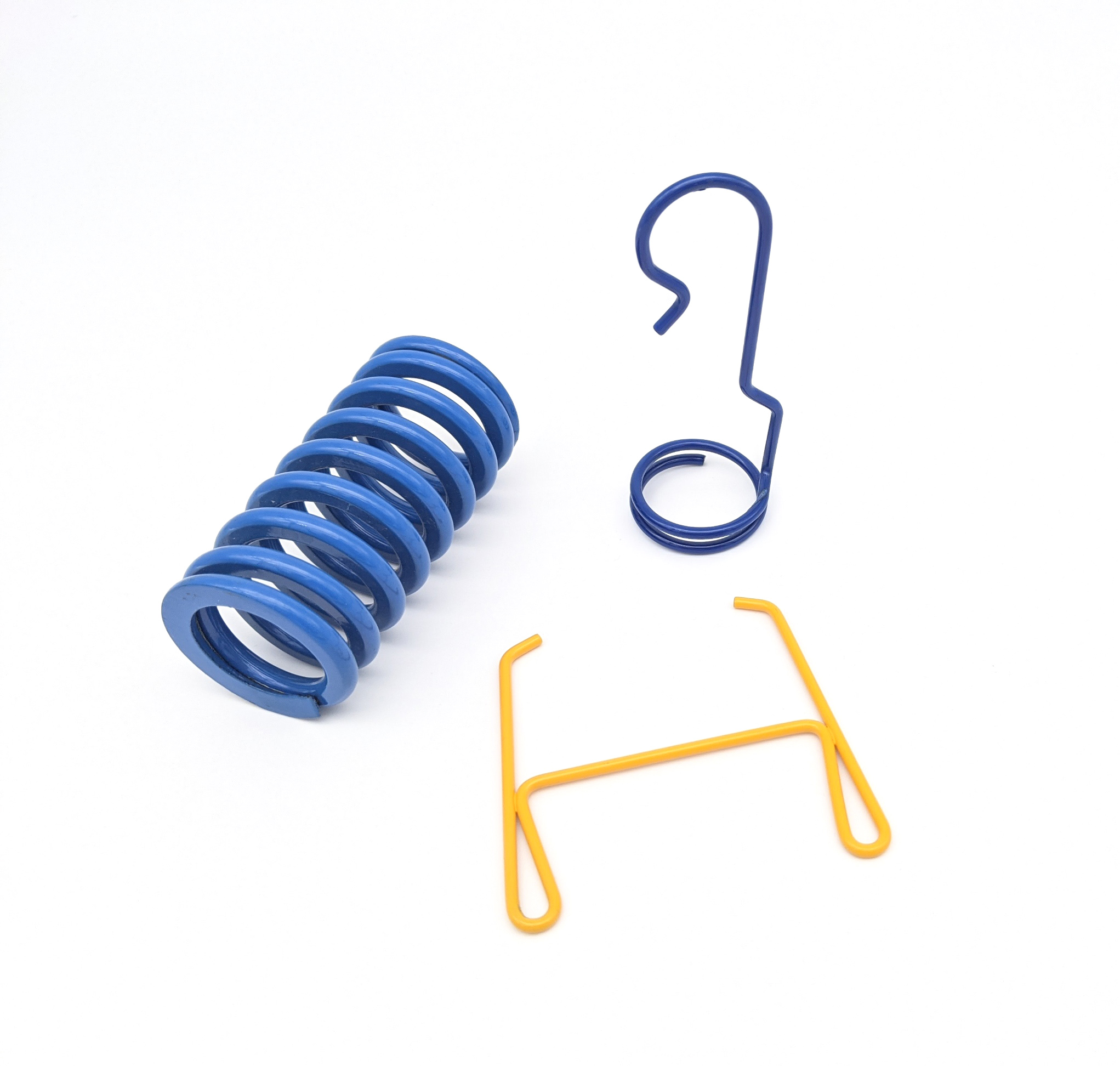 Coil springs and wire forms with powder coat finishing