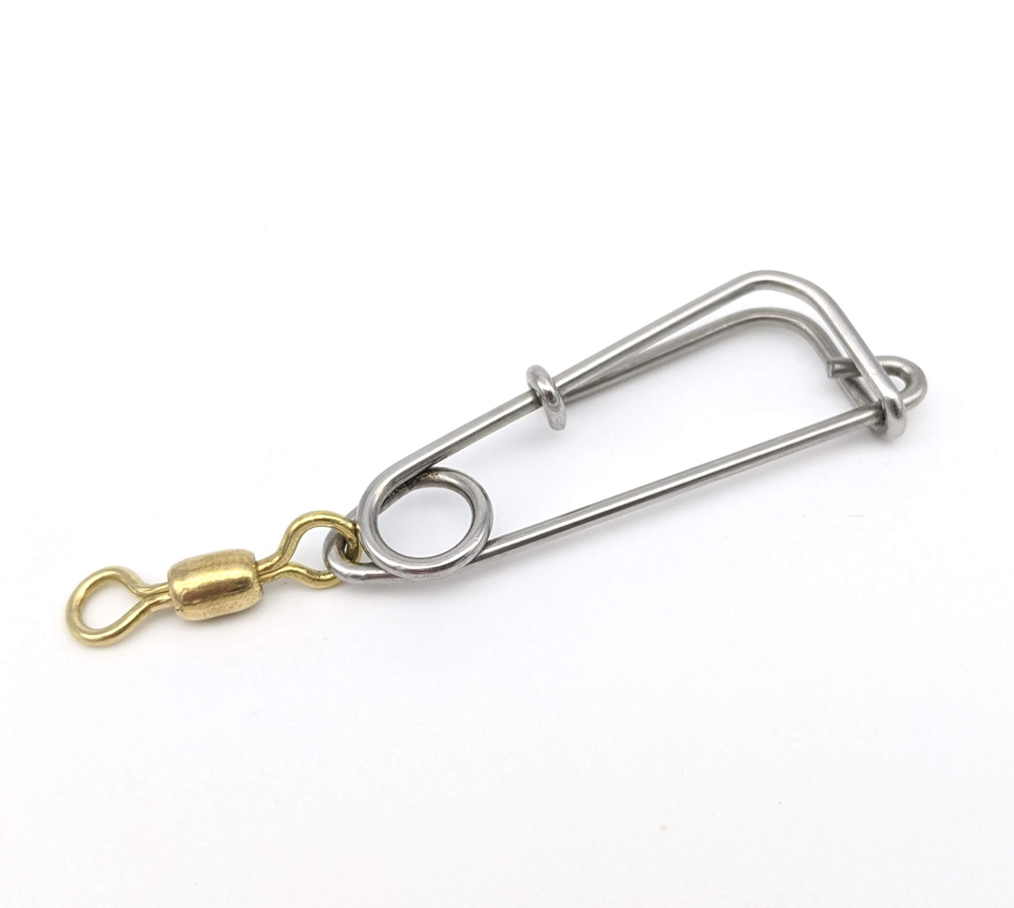 Fishing trotline clip with brass swivel